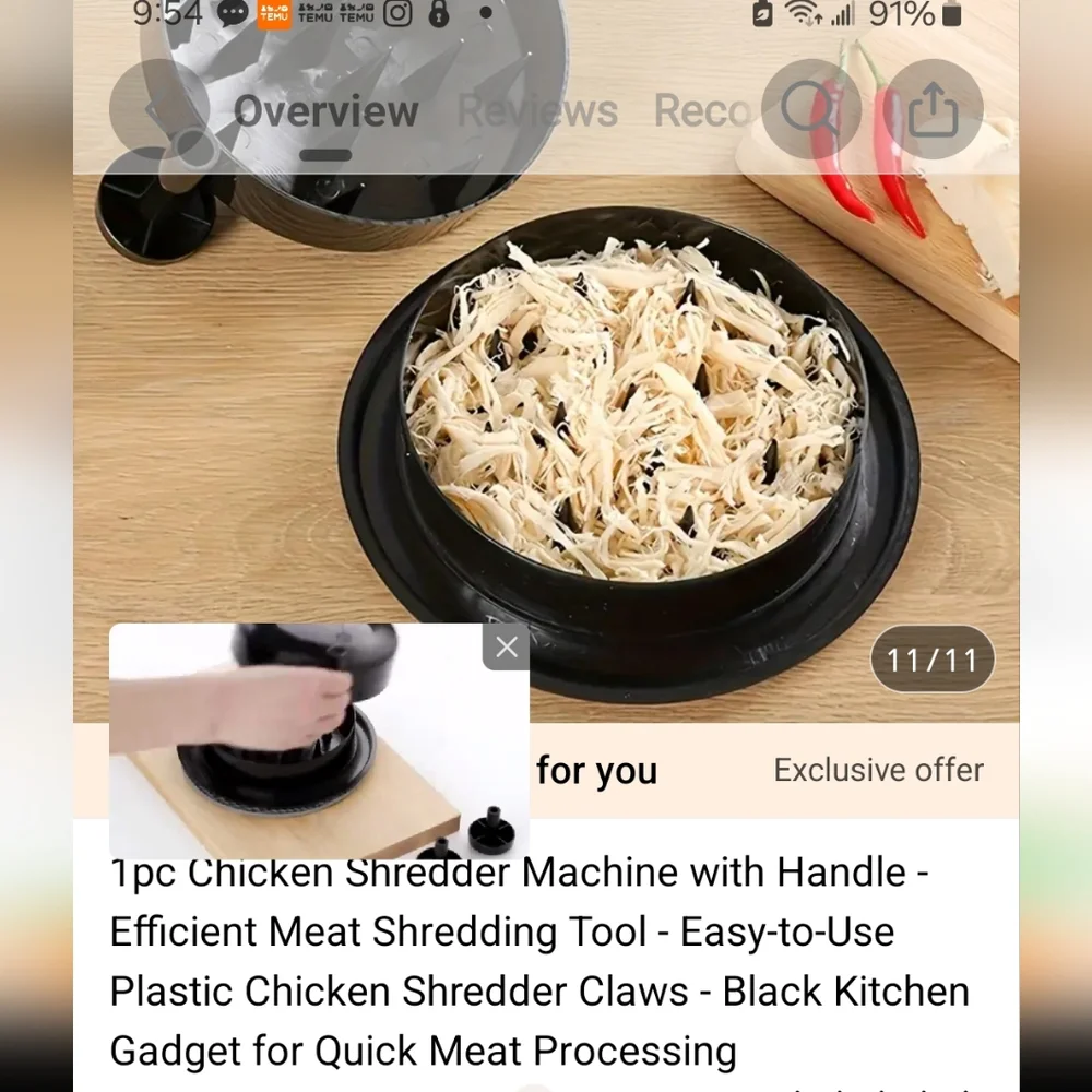 1piece chicken shredder machine with handle.  Efficient meat shredding tool.